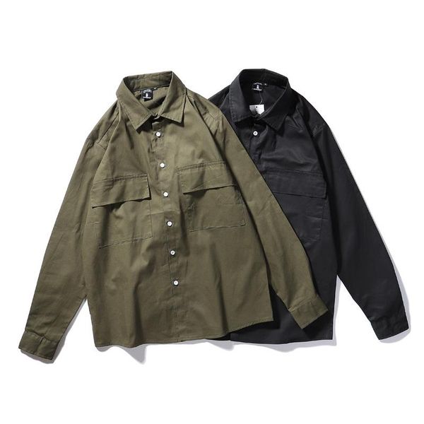 

port wind autumn male and female models tooling long-sleeved shirt korean version of bf loose shirt jacket tide joker handsome couple, Black;brown