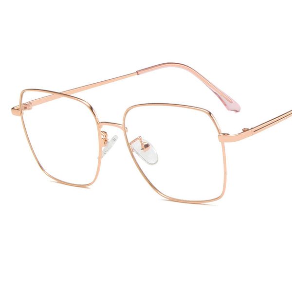 

korean version of metal flat mirror full frame can be equipped with myopia glasses frame student simple trend glasses frame, Black