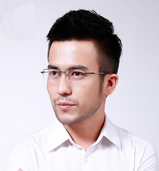 

titanium alloy eyeglass frames hinged half rimless flexible glasses optical, Black