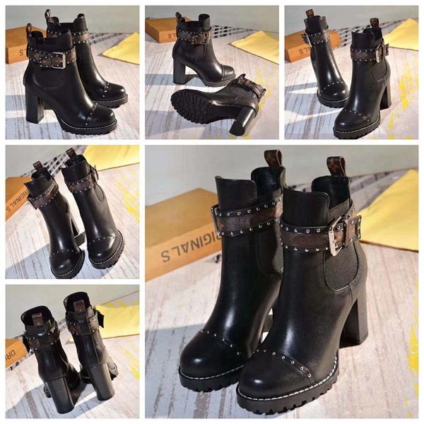 

fashion color matching round head women boots female martin casual wild non-slip leather women boots 04l2202, Black