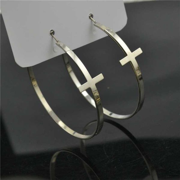 

big cross circle hoop earrings for women layer fashion jewelry accessories round youth student simple wholesale ladies earrings, Golden;silver