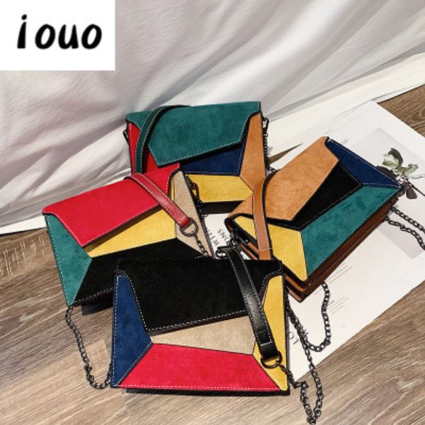 

iouo authentic women's bag 2020 autumn new frosted shoulder bag korean version of the wild messenger fashion contrast small