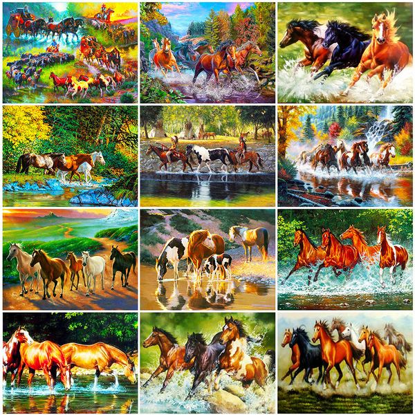 

wall art full square/round drill 5d diy diamond painting animal diamond embroidery horse cross stitch mosaic sale home decor