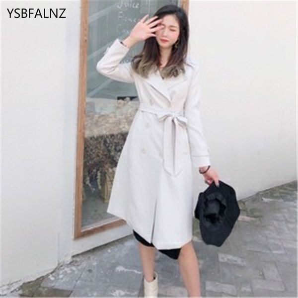 

spring clothes 2020 trench coat for women korean fashion long over knee autumn windbreaker female double breasted belt chaqueta, Tan;black