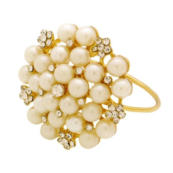 

napkin ring metal napkin buckle holder alloy pearl for wedding l dinning table decoration handmade party supplies