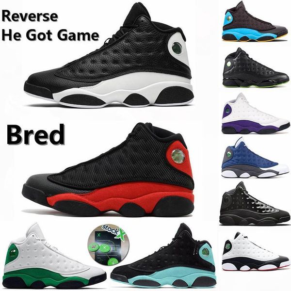 

13s 13 flint mens women basketball shoes court purple hyper royal what is love reverse he got game playground men athletic sports sneakers, Black