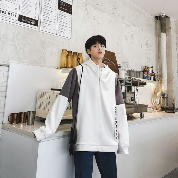 

taamt ins super sweater color autumn korean style fashionable popular couple autumn and sweater coat hooded winter student loo, Black
