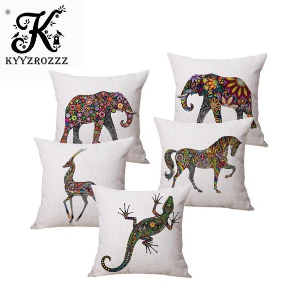 

animal, house lizard, deer, elephant one side printing home decor sofa seat decorative cushion cover pillow case capa almofada