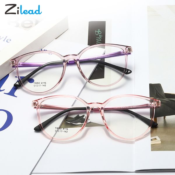 

zilead round glasses concise style spectacles ultra light tr90 frame fashion comfortable strong hinge for men women, White;black