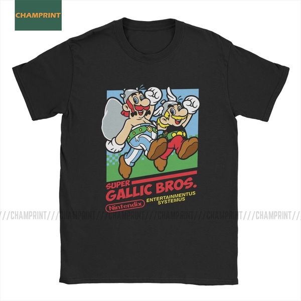 

men t-shirt super gallic bros asterix and obelix vintage cotton tee shirt short sleeve getafix french comedy dogmatix t shirts