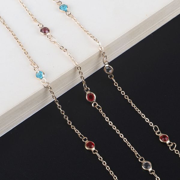 

new colorful glass beads link chain handmade reading glasses chain eyeglass cord sunglasses strap holder glasses accessories, Silver