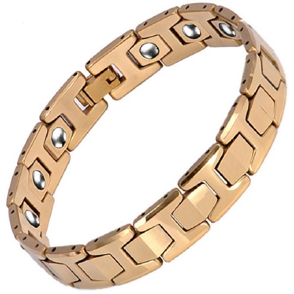 

stylish magnetic energy bracelet with health stones-tungsten steel germanium bracelets male jewelry, Black