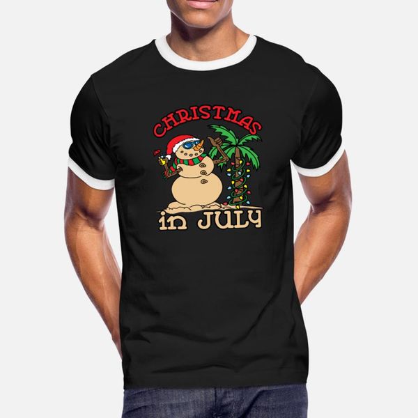 

christmas in july funny snowman t shirt men customize short sleeve size s-3xl original anti-wrinkle humor summer style unique shirt