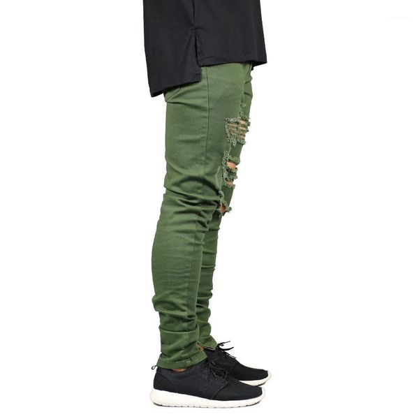 

ripped zipper pencil pants street hiphop skateboard jean pants mens clothes designer hombres jeans holes, Blue