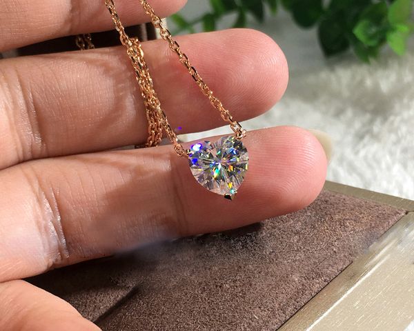 

electroplating rose gold white mozanstone love simulation diamond women chain pendant necklace christmas gift, Silver
