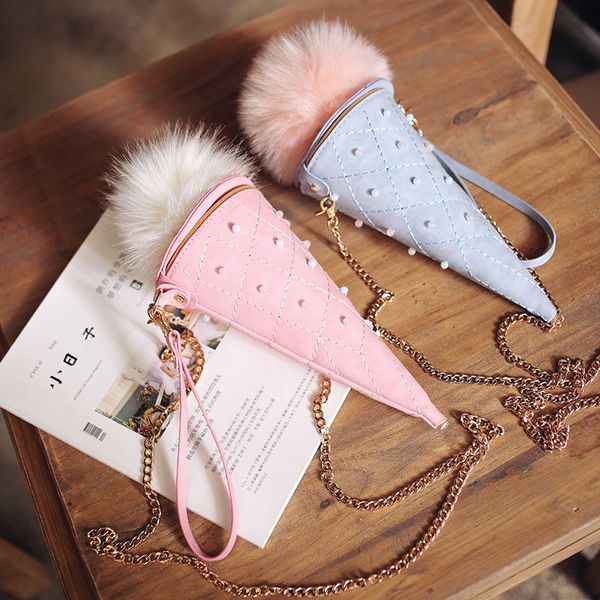 

fggs-fashion cute мороженого дамы сумка цвета конфета женщина сумка мини монеты сумка девушка конический crossbody сумка для телефона-розово