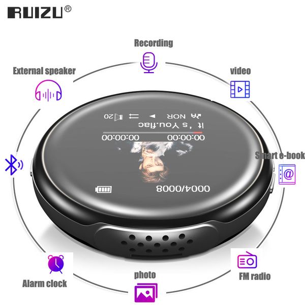 

new version] ruizu 8gb m1 mp3 player bluetooth sport music video player portable audio with built-in speaker fm radio