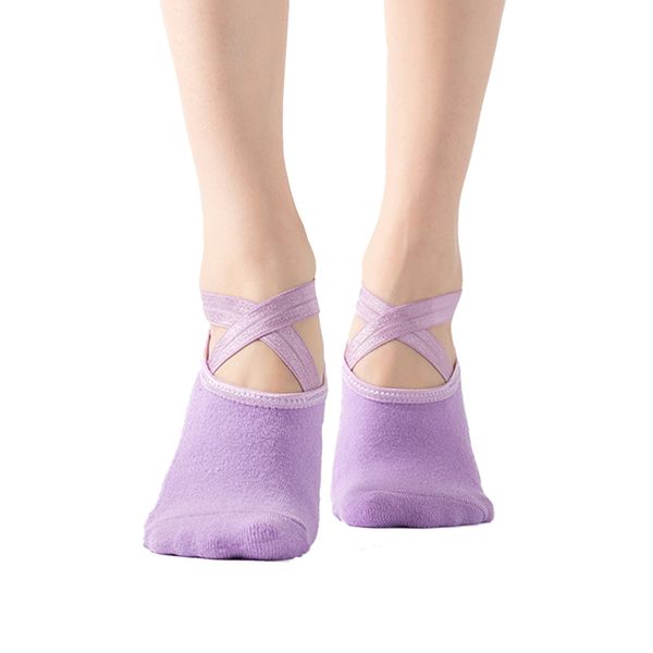 

women bandage yoga socks anti-slip quick-dry damping pilates ballet socks good grip for women cotton socks#2l5, Black