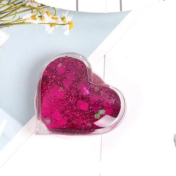 

universal air bag grip cell phone holder expandable 3d quicksand glitter heart-shaped glitter grip phone holder with retail package