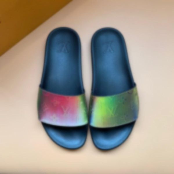 

men's slippers princetown fashion mul flat shoes women's casual shoes gradient color ladies men's slippers leather summer san