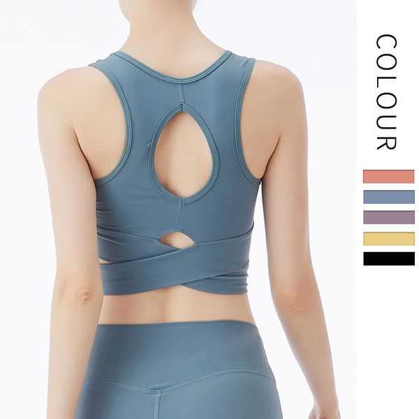 

woman summer cross cutout beauty back seamless yoga bra stretch tight-fitting running sports fitness exercise crop gym bra, White;black