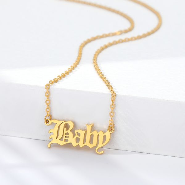 

2020 new fashion jewelry gold baby letter necklace name pendants lovely gift for her gift for friend, Silver