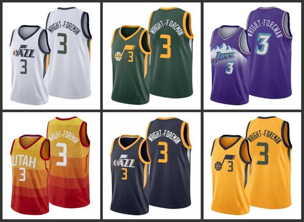 

utah jazz justin wright-foreman men city basketball jersey, Black