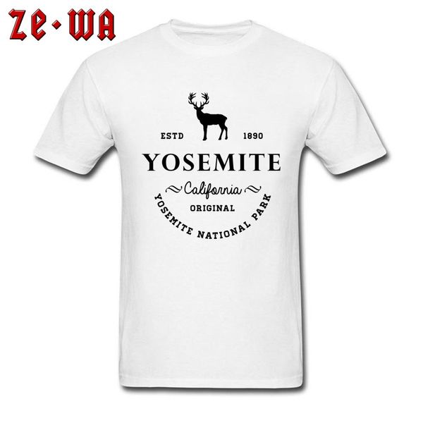 

white shirts male t-shirt 100% cotton luxury brand yosemite national park california original 1890 deer image tshirt for men