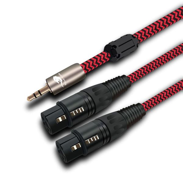 

cgjxspremium audio cable 1 /8 mini jack 3 .5mm to dual xlr 3 pin female for mixing console amp headphone pc 3 .5 cable 1m 2m 3m 5m 8m t20060