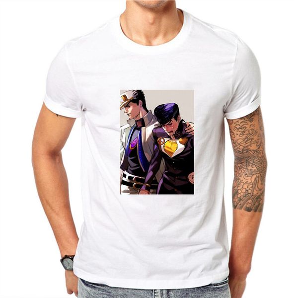 

jojo bizarre adventure t-shirt men white hip hop novelty t shirts men's cartoon clothing tee summer 2019 cotton