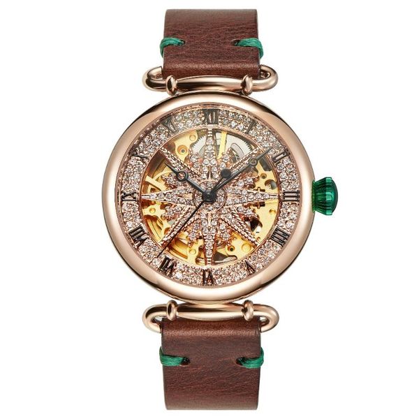 

luxury women watch women's watches fashion ladies watches automatic mechanical bayan kol saatleri women, Slivery;brown