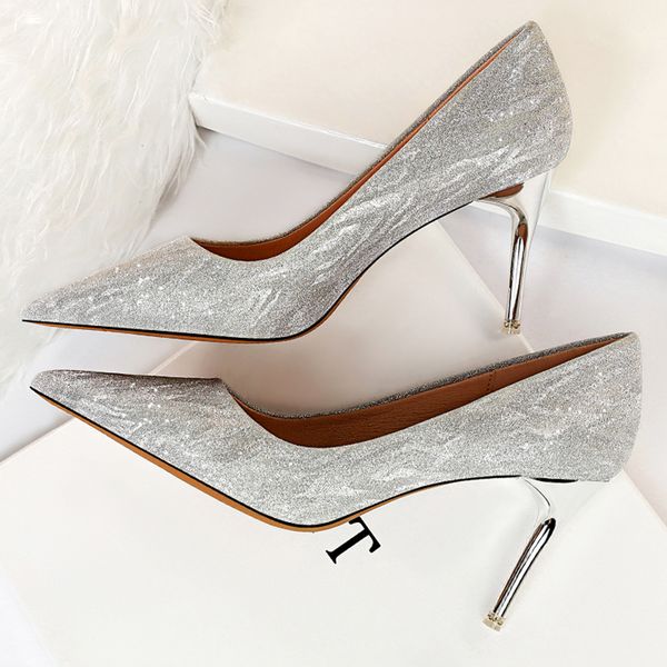 

2020 luxury women bling gold silver 5cm 7cm 9cm high heels pumps lady scarpins glitter party low heels bridal wedding prom shoes, Black
