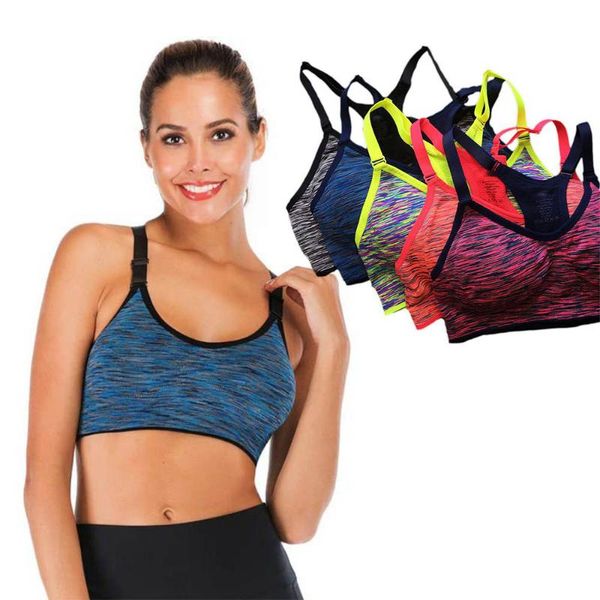 

quick dry padded sports bra,women wireadjustable fitness sport brassierepush up seamless running yoga bras, Red;black