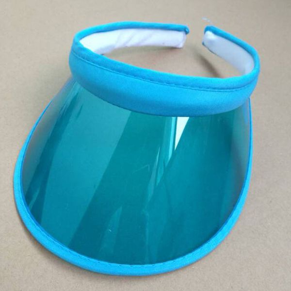 

summer pvc sun visor hat clear plastic clip-on empty caps outdoor anti-uv sun protection bicycle hats, Blue;gray