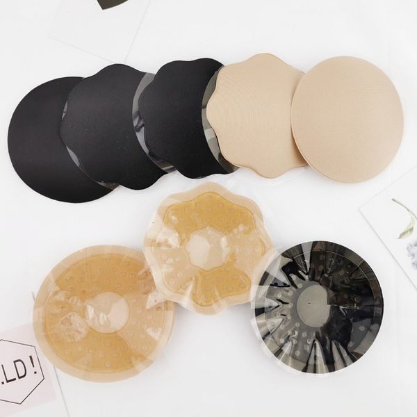 

strapless backless stick on bra silicone stickers women breast petals lift nipple soft invisible petal adhesive breathable, Black;white