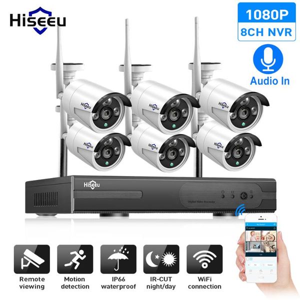 

systems hiseeu 8ch cctv camera system wireless 6pcs 1080p wifi ip outdoor home security video surveillance nvr kit