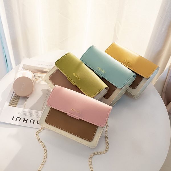 

ladies fashion contrast shoulder chain square sling bag 2020 spring and summer new women female messenger mobile phone bag #45