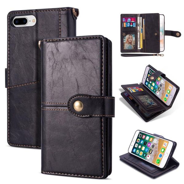 

cgjxs2018 new iphone x retro mobile phone case iphone7 /8 plus multifunction card wallet holster