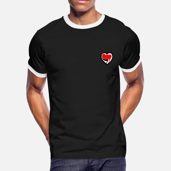 

antifa heart love antifascism t shirt men designer cotton o-neck normal interesting basic spring autumn letter shirt