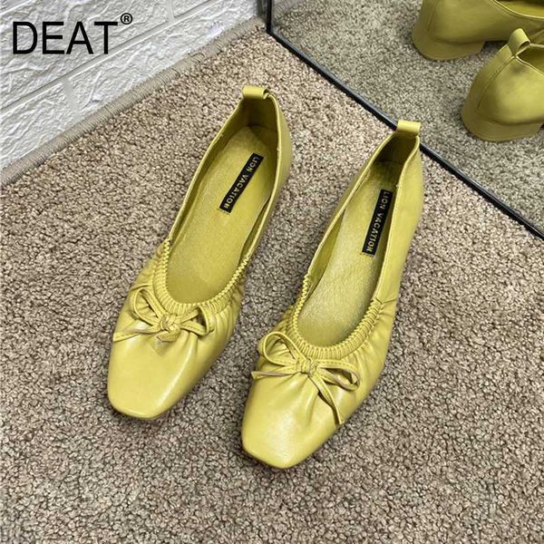 

deat] 2020 square toe shallow pleated bowknot pu leather retro single flat shoes women new spring autumn fashion tide 10i836, Black