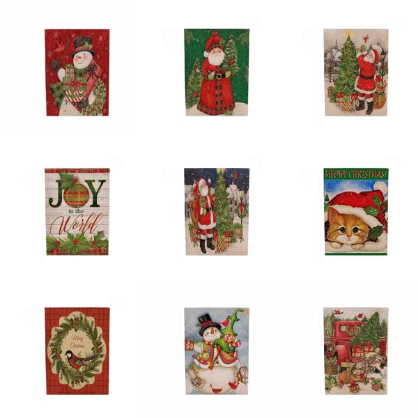 

christmas garden flag водонепроницаемый льняной с рождеством печати двусторонний сад баннер праздник партии флаг # 510