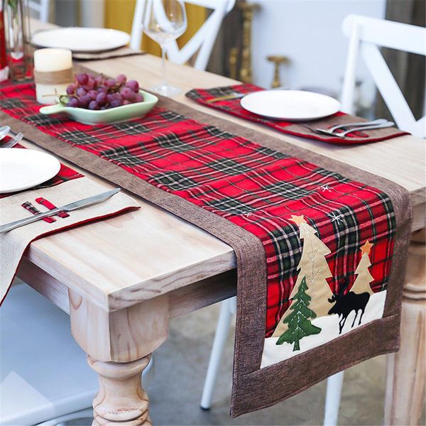 

new christmas table runner innovative crafts party decorations cotton and linen tablecloth printed table flag dinner table decor indoors