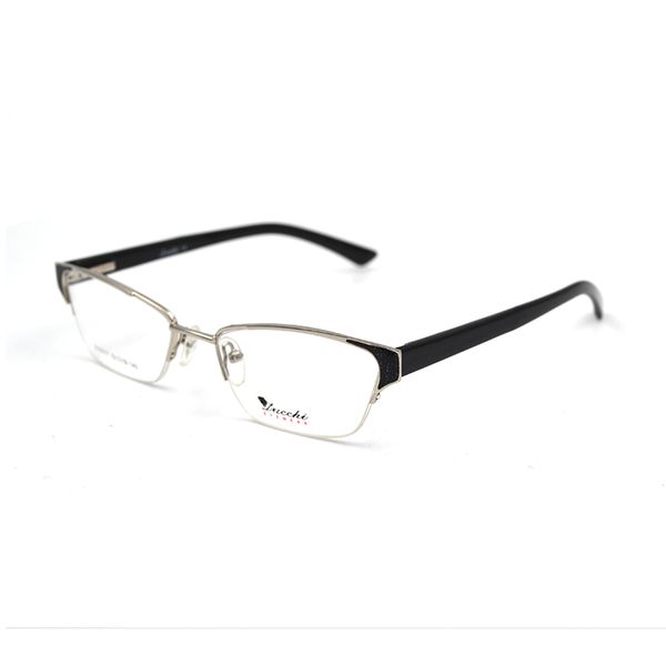 

metal spectacle frame cat eye glasses frame clear lens women men semi rim brand eyewear optical frames myopia eyeglasses frames, Black