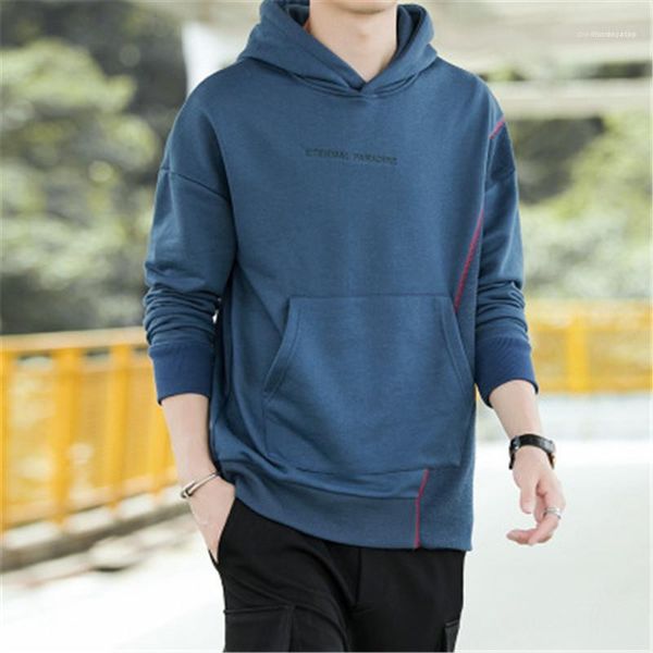 

long sleeve casual hoodies fashion korean version solid color pullovers sweatshirts designer new autumn new male hooded sweater clothing man, Black