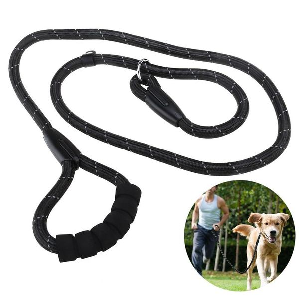 

black reflective dog training leash rope sponge handle control dog lead rope for running walking hiking