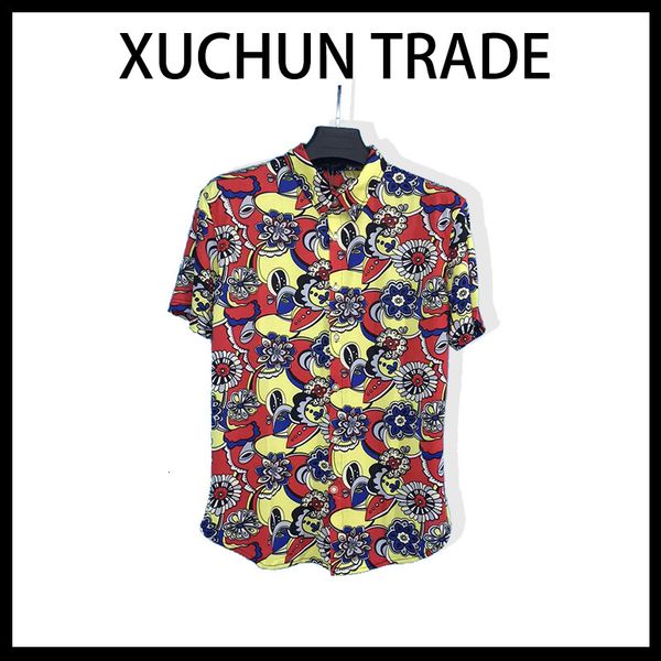 

2020 summer new flower shirt men's ethnic fashion shirt short sleeve cardigan, Black;white