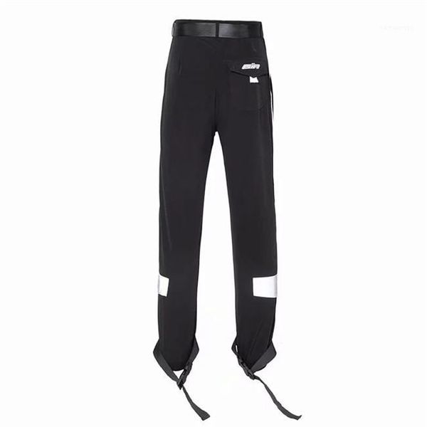 

reflective pants autumn fashion high waist cargo pants with belt loose pencil pants womens causal clothing women, Black;white