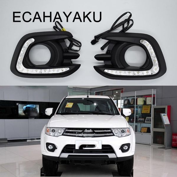

ecahayaku светодиодных фар дневного света для mitsubishi pajero sport 2020 2020 дрл желтого сигнала поворота света противотуманных фонарей д