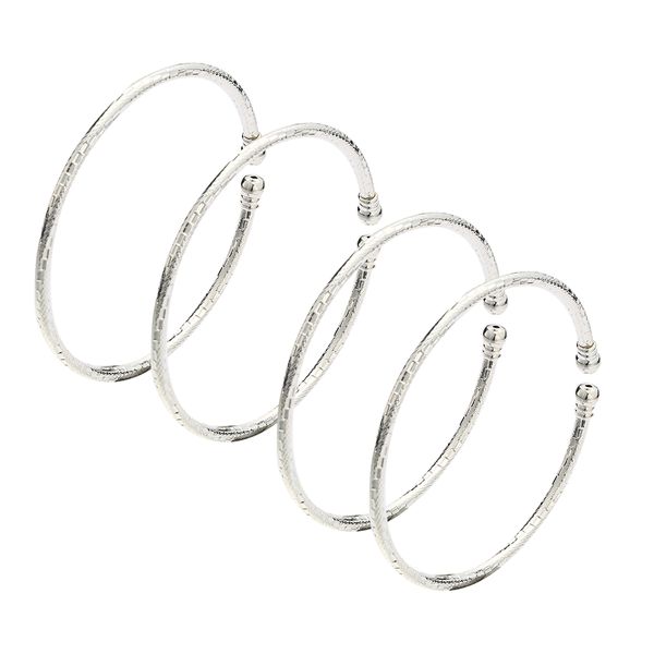 

ethiopian 4pcs dubai india trendy bracelet for women silver color bangle cute kids girls women jewelry, White