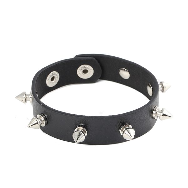 

jiutinggood punk studded bracelet rivets bracelet leather rivets cuff wristband bangle gift, Black